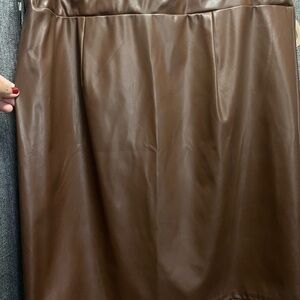 SHEIN Brown Pencil Pleather Skirt